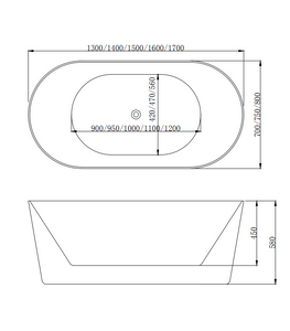 HERA Bathtub 1025, Oval Stand Alone