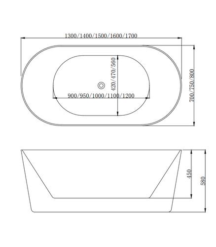 HERA Bathtub 1025, Oval Stand Alone