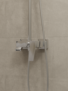 HERA Rainshower System with Single-lever Shower Mixer Set 8303 Chrome | Square Rain Shower Head