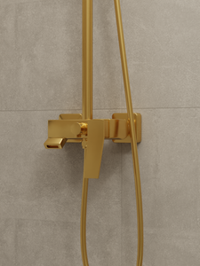 HERA Rainshower System with Single-lever Shower Mixer Set 8303 Matt Gold | Square Rain Shower Head