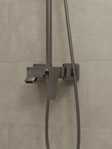 HERA Rainshower System with Single-lever Shower Mixer Set 8303 Gun Metal | Square Rain Shower Head