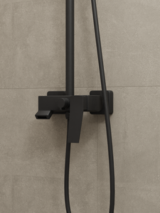 HERA Rainshower System with Single-lever Shower Mixer Set 8303 Matt Black | Square Rain Shower Head