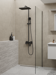 HERA Rainshower System with Single-lever Shower Mixer Set 8303 Matt Black | Square Rain Shower Head