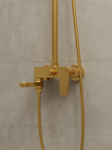 HERA Rainshower System with Single-lever Shower Mixer Set 8203 Matt Gold | Round Rain Shower Head