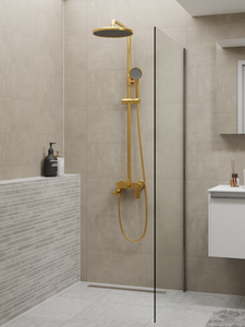 HERA Rainshower System with Single-lever Shower Mixer Set 8203 Matt Gold | Round Rain Shower Head