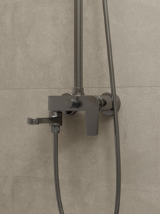 HERA Rainshower System with Single-lever Shower Mixer Set 8203 Gun Metal | Round Rain Shower Head