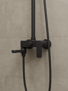 HERA Rainshower System with Single-lever Shower Mixer Set 8203 Matt Black | Round Rain Shower Head